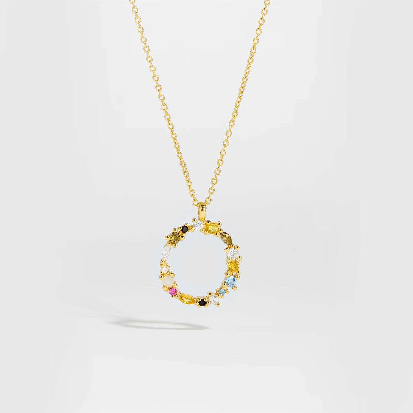 Colorful Crystal Initial Letter 925 Sterling Silver Necklace