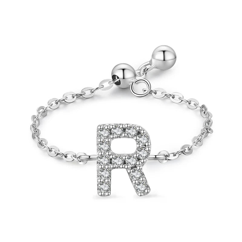 Personalized Alphabet Chain 925 Sterling Silver Ring