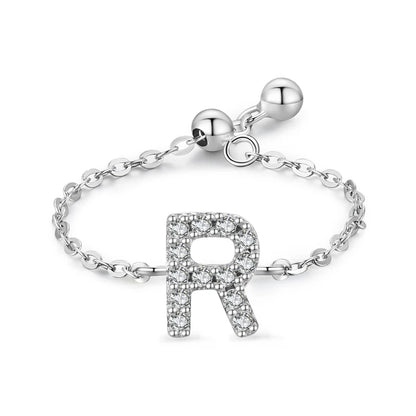 Personalized Alphabet Chain 925 Sterling Silver Ring