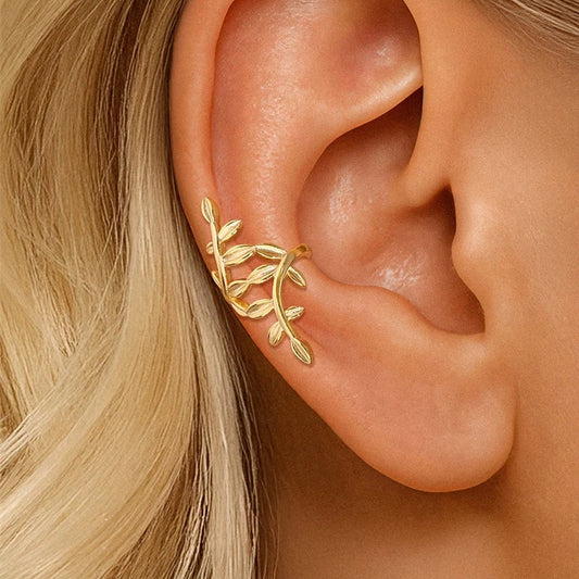 Golden Vine Leaf Ear Cuff – 925 Sterling Silver