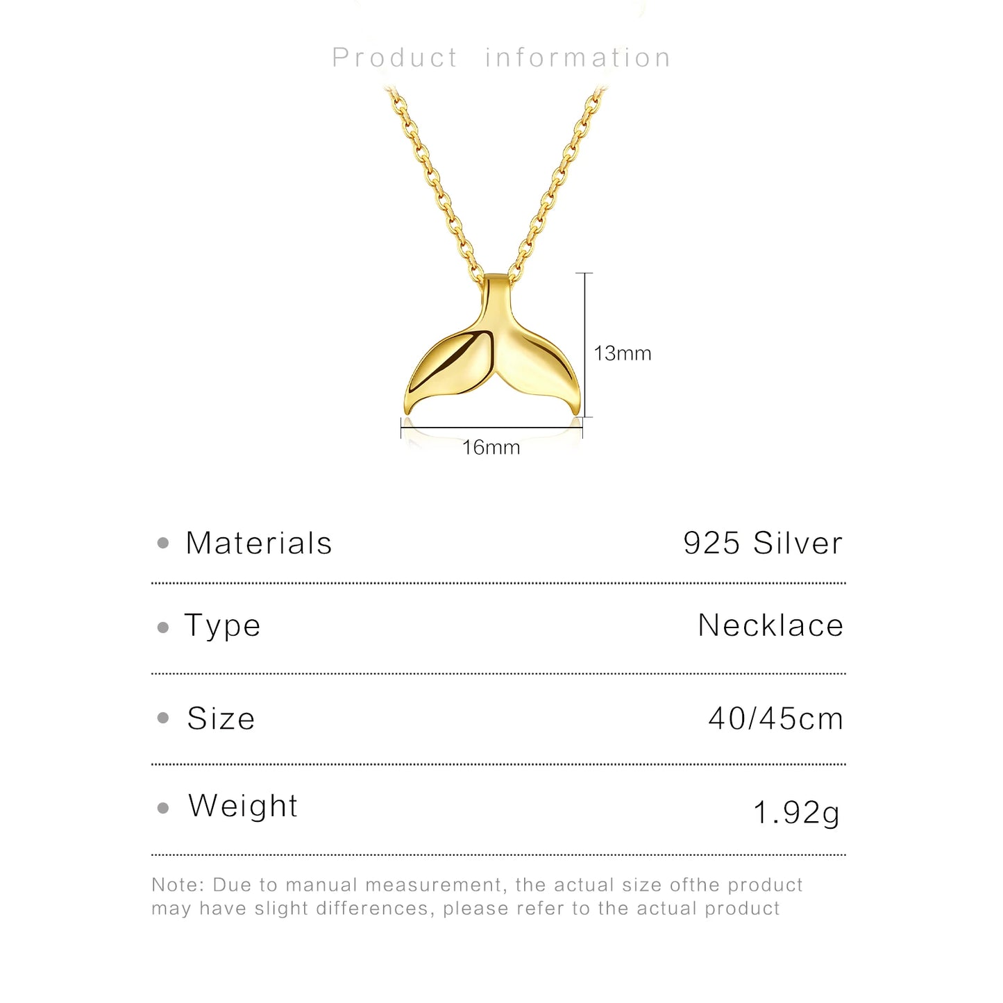 Whale Tail 925 Sterling Silver Necklace