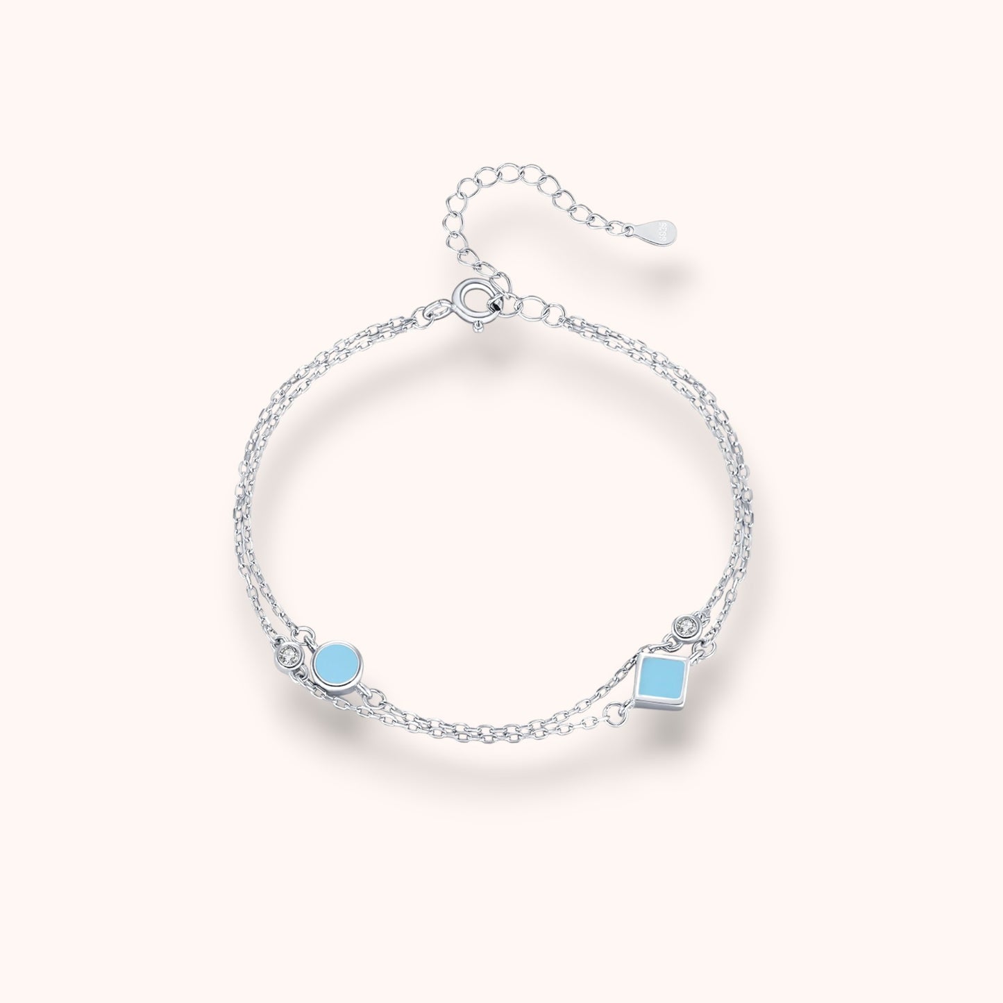 Aqua Link Bracelet | 925 Sterling Silver Adjustable Bracelet