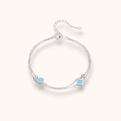 Aqua Link Bracelet | 925 Sterling Silver Adjustable Bracelet