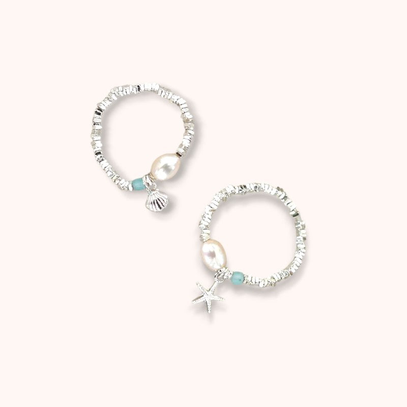 Ocean Pearl Charm 925 Sterling Silver Ring
