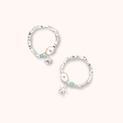 Ocean Pearl Charm 925 Sterling Silver Ring