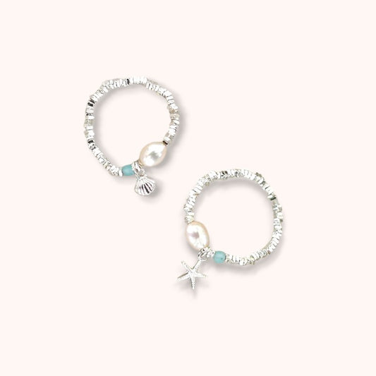 Ocean Pearl Charm 925 Sterling Silver Ring