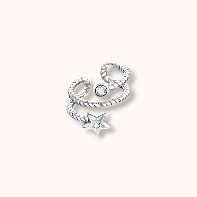 Twisted Star Ear Cuff – 925 Sterling Silver | No Piercing