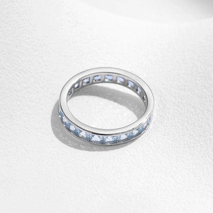 Blue Ice Eternity Ring 925 Sterling Silver Ring | Ocean Blue Crystal Band Ring