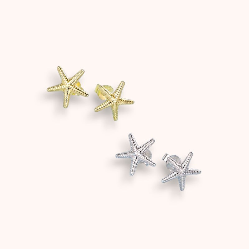 Simple Starfish 925 Sterling Silver Stud Earrings