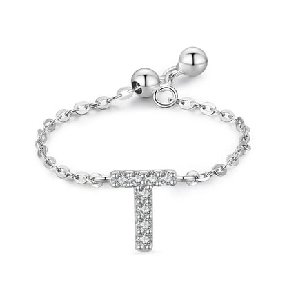 Personalized Alphabet Chain 925 Sterling Silver Ring