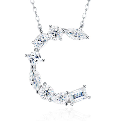 Moissanite Initial 925 Silver Necklace