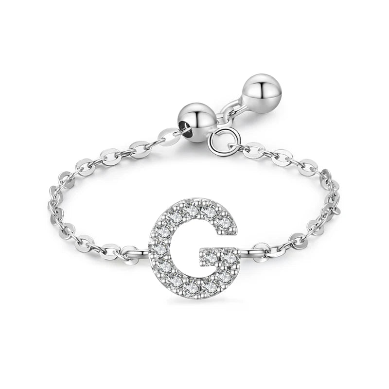 Personalized Alphabet Chain 925 Sterling Silver Ring