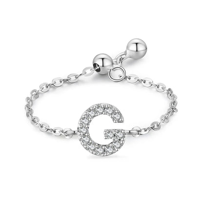 Personalized Alphabet Chain 925 Sterling Silver Ring