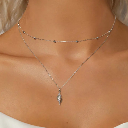 Ocean Shell Layered Necklace 925 Sterling Silver