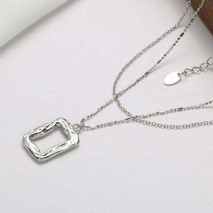 Organic Square Layered Necklace – 925 Sterling Silver/ 18K Gold Vermeil