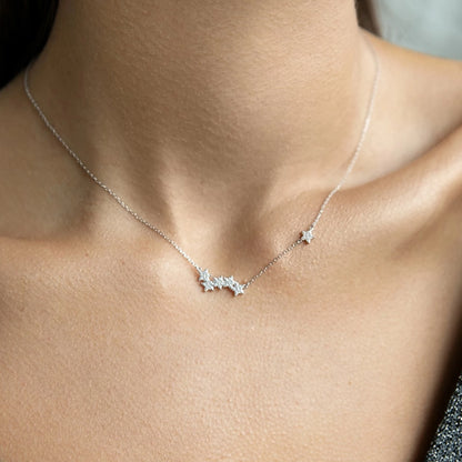Triple Star Adjustable 925 Sterling Silver Necklace | Minimal Gold Star Jewelry