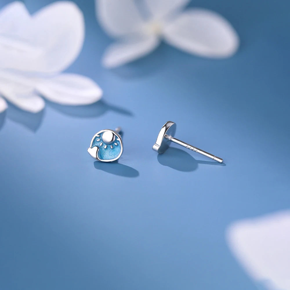 Sun & Moon 925 Sterling Silver Stud Earrings