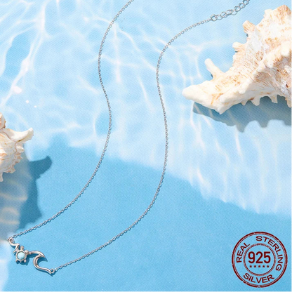 Ocean Turtle Wave Necklace 925 Sterling Silver