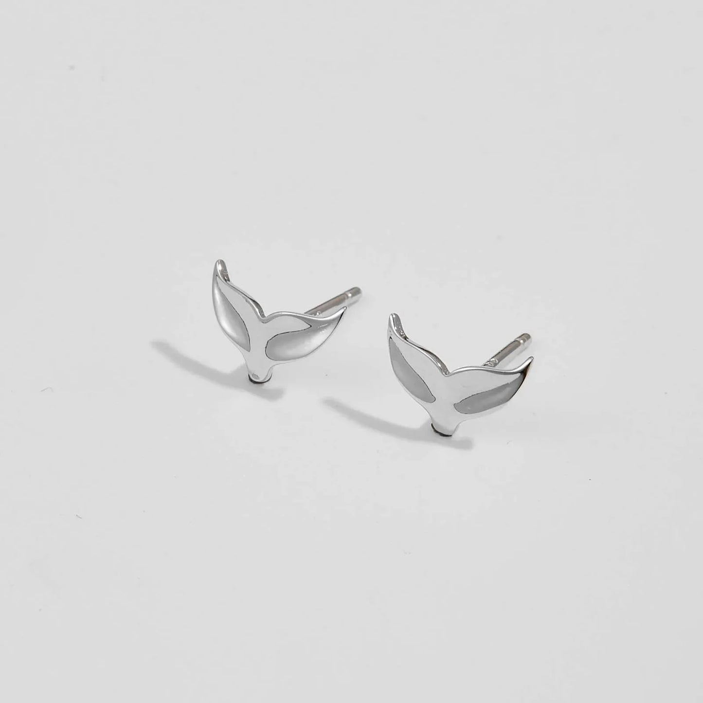 Whale Tail 925 Sterling Silver Stud Earrings