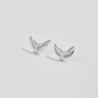 Whale Tail 925 Sterling Silver Stud Earrings