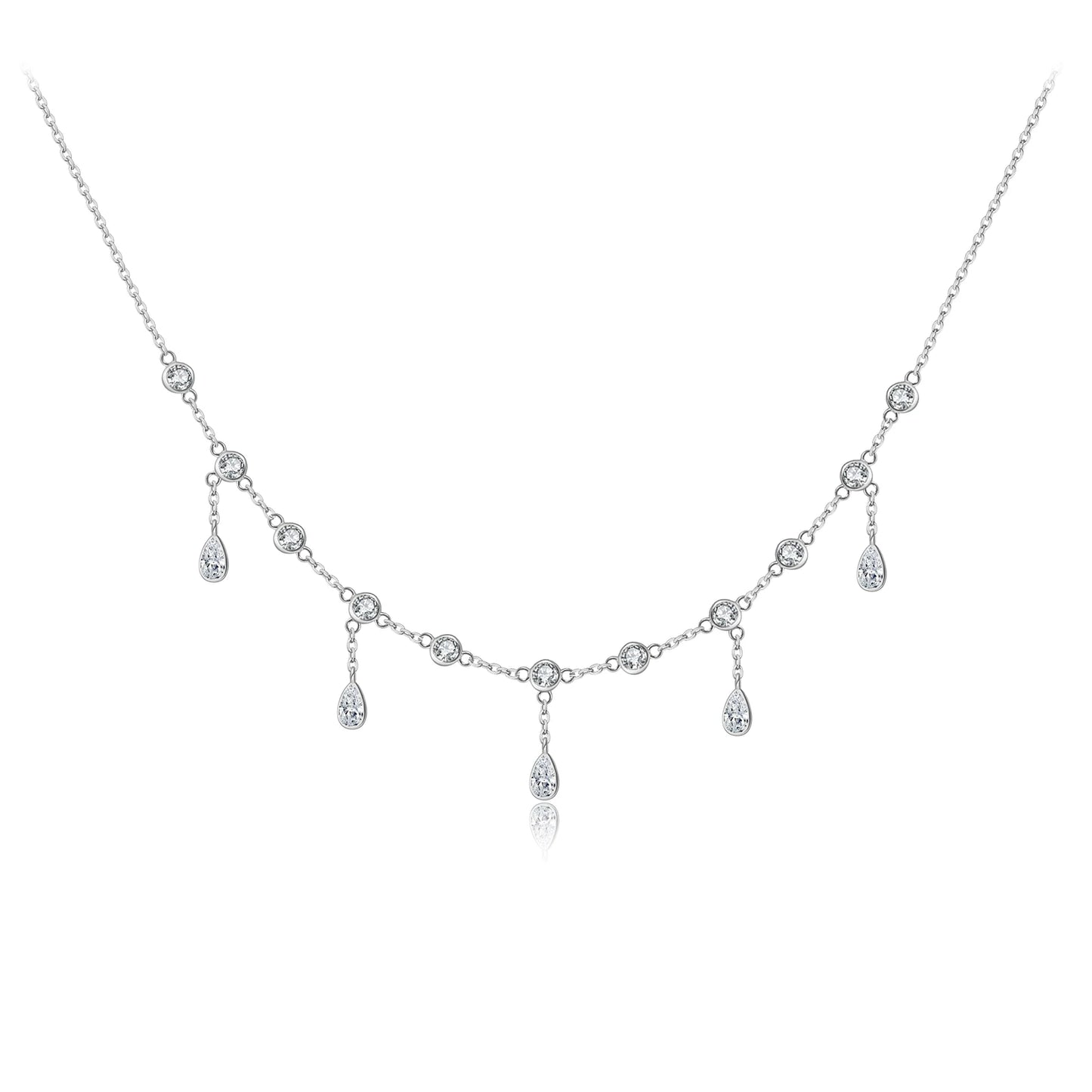 Teardrop Crystal Y Necklace 925 Sterling Silver | Dainty Drop Necklace