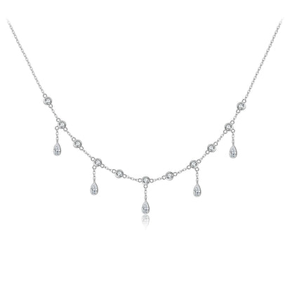 Teardrop Crystal Y Necklace 925 Sterling Silver | Dainty Drop Necklace