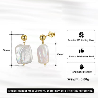 Baroque Freshwater Pearl Drops | 925 sterling silver Earrings