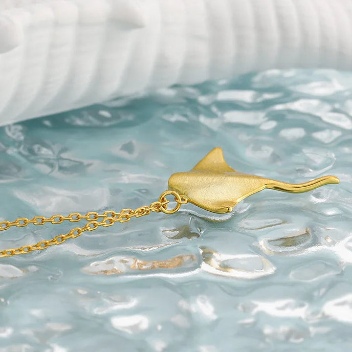 Ocean Matte Manta Ray 925 Sterling Silver Necklace