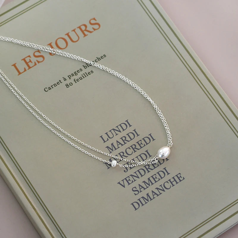 Layered Freshwater Pearl Necklace – 925 Sterling Silver
