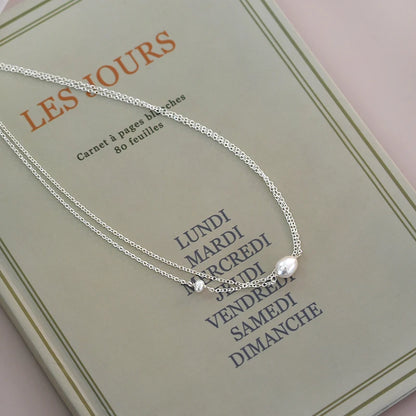 Layered Freshwater Pearl Necklace – 925 Sterling Silver