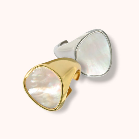 Shell Adjustable 925 Silver Sterling Ring