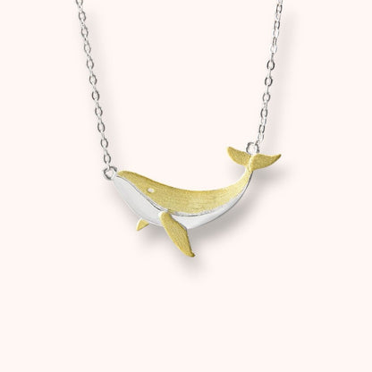 Golden Whale 925 Sterling Silver Necklace