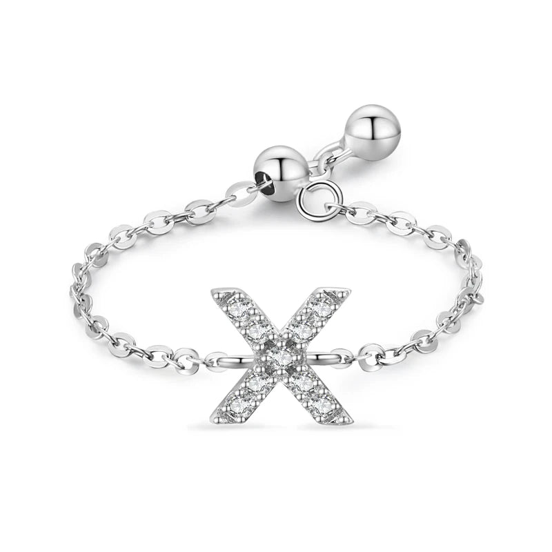 Personalized Alphabet Chain 925 Sterling Silver Ring