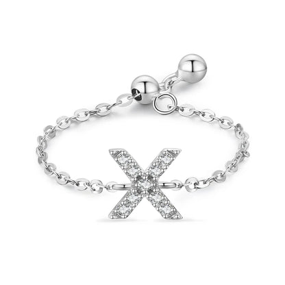 Personalized Alphabet Chain 925 Sterling Silver Ring