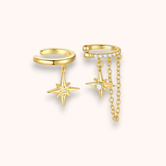 Star Charm 925 Sterling Silver Ear Cuffs