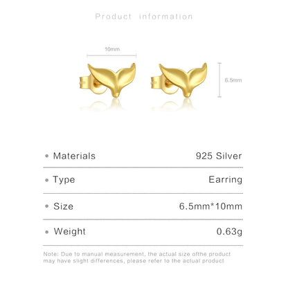 Whale Tail 925 Sterling Silver Stud Earrings