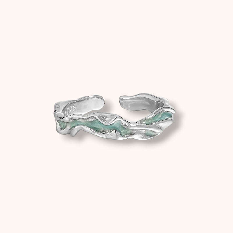 Seafoam Wave 925 Sterling Silver Ring