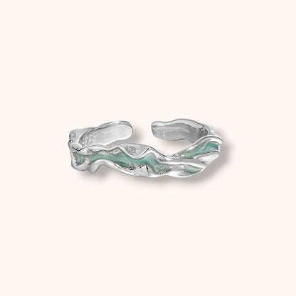 Seafoam Wave 925 Sterling Silver Ring