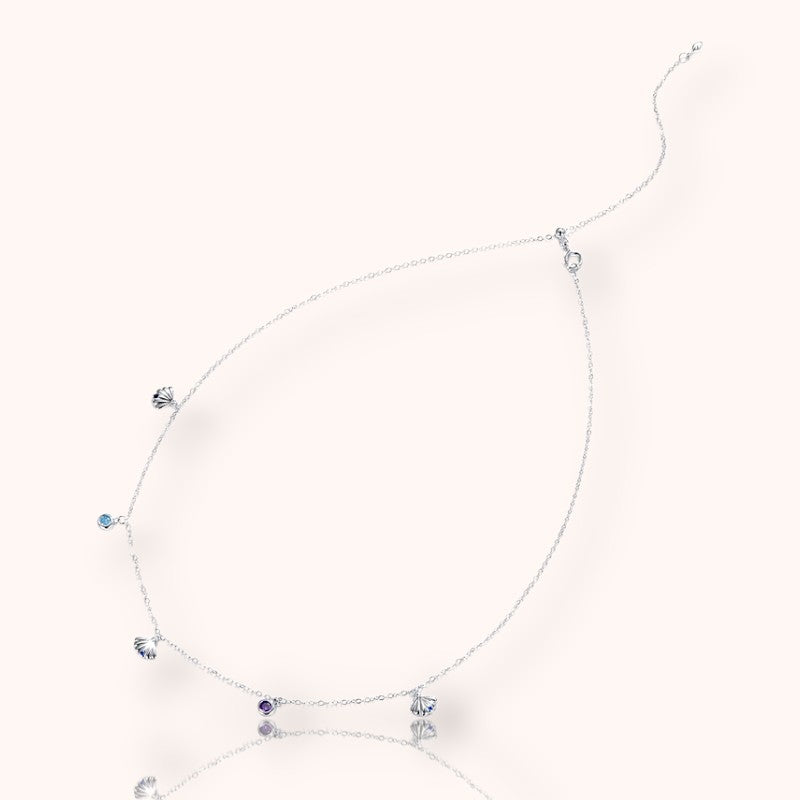 Seashell Love 925 Sterling Silver Necklace – Pavé CZ Ocean Charm