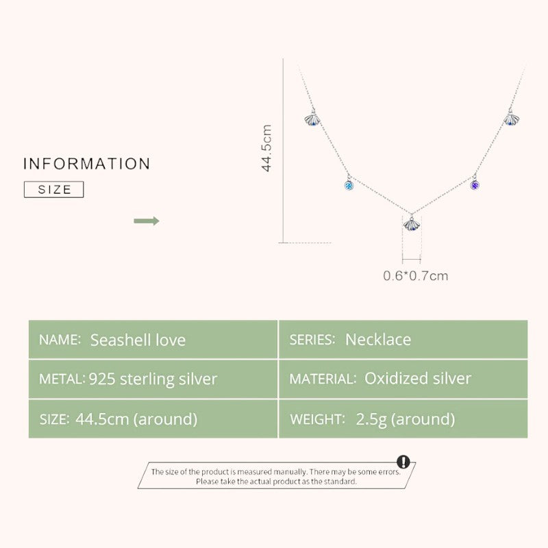 Seashell Love 925 Sterling Silver Necklace – Pavé CZ Ocean Charm