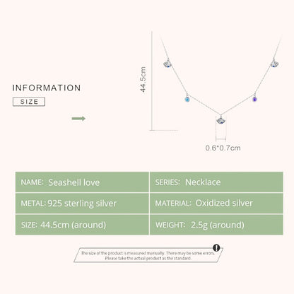 Seashell Love 925 Sterling Silver Necklace – Pavé CZ Ocean Charm