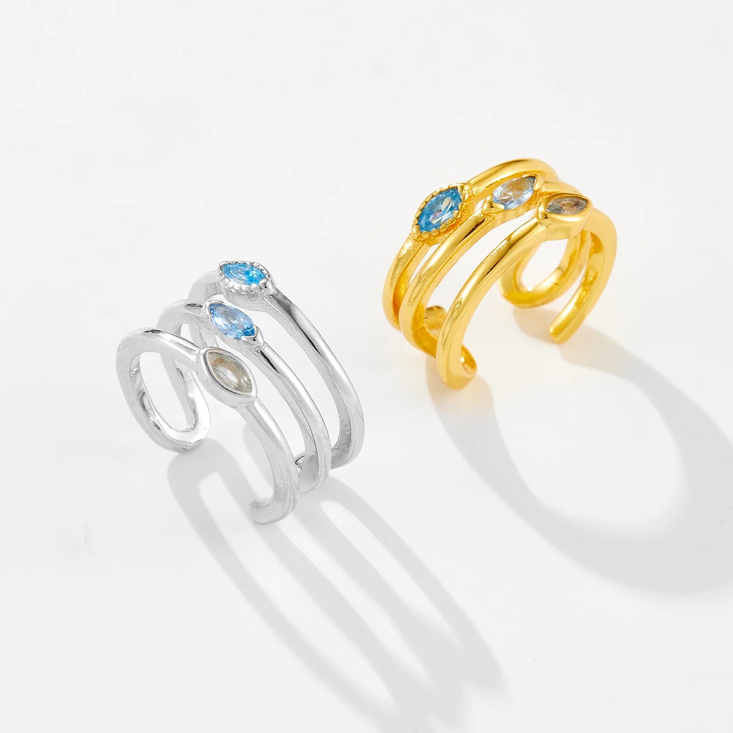 Aqua Twist 925 Sterling Silver Ear Cuff