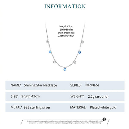 Shining Silver Blue & White CZ Star Necklace – 925 Sterling Silver