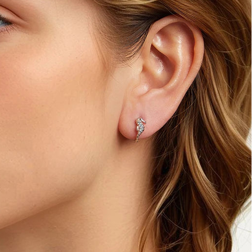 Seahorse Hoop 925 Sterling Silver Earrings