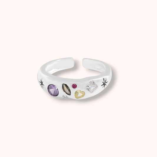 Shine Stone Adjustable 925 Sterling Silver Ring