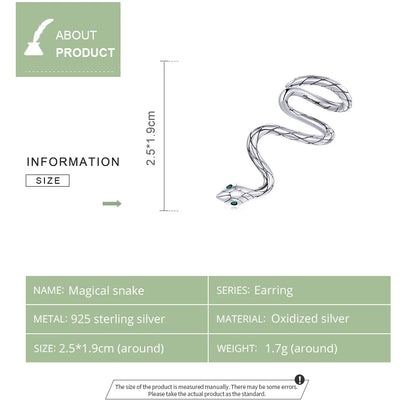 Magical Snake 925 Sterling Silver Ear Cuff