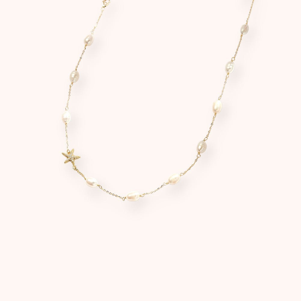 Stellar Pearl Line Necklace – 925 Sterling Silver