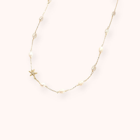 Stellar Pearl Line Necklace – 925 Sterling Silver