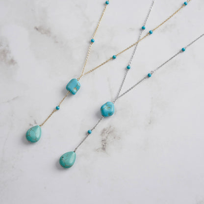Turquoise Y-Drop 925 Sterling Silver Necklace
