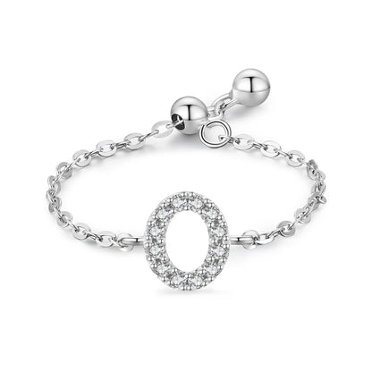 Personalized Alphabet Chain 925 Sterling Silver Ring